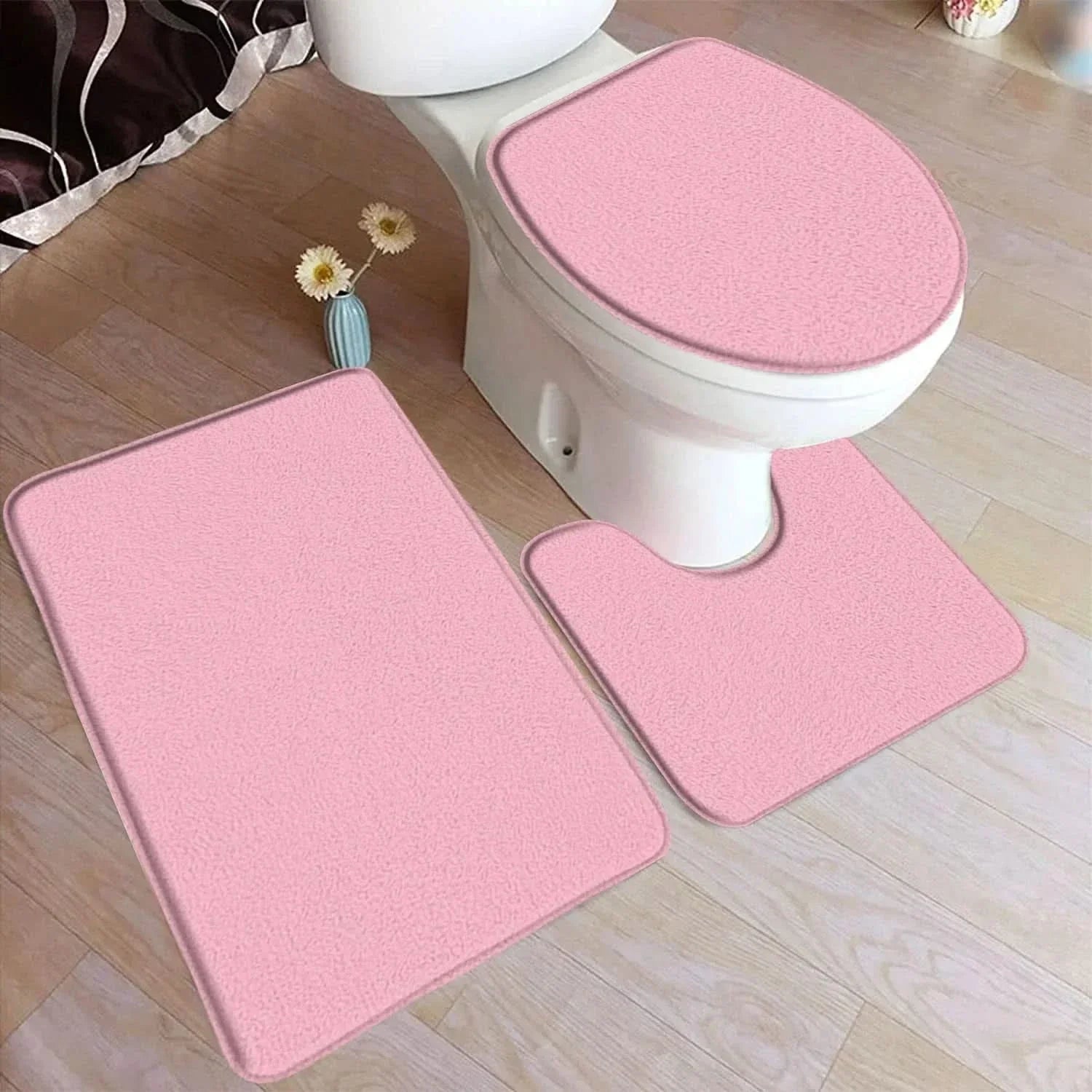 3-Piece Bath Carpet Set with Non-Slip Backing