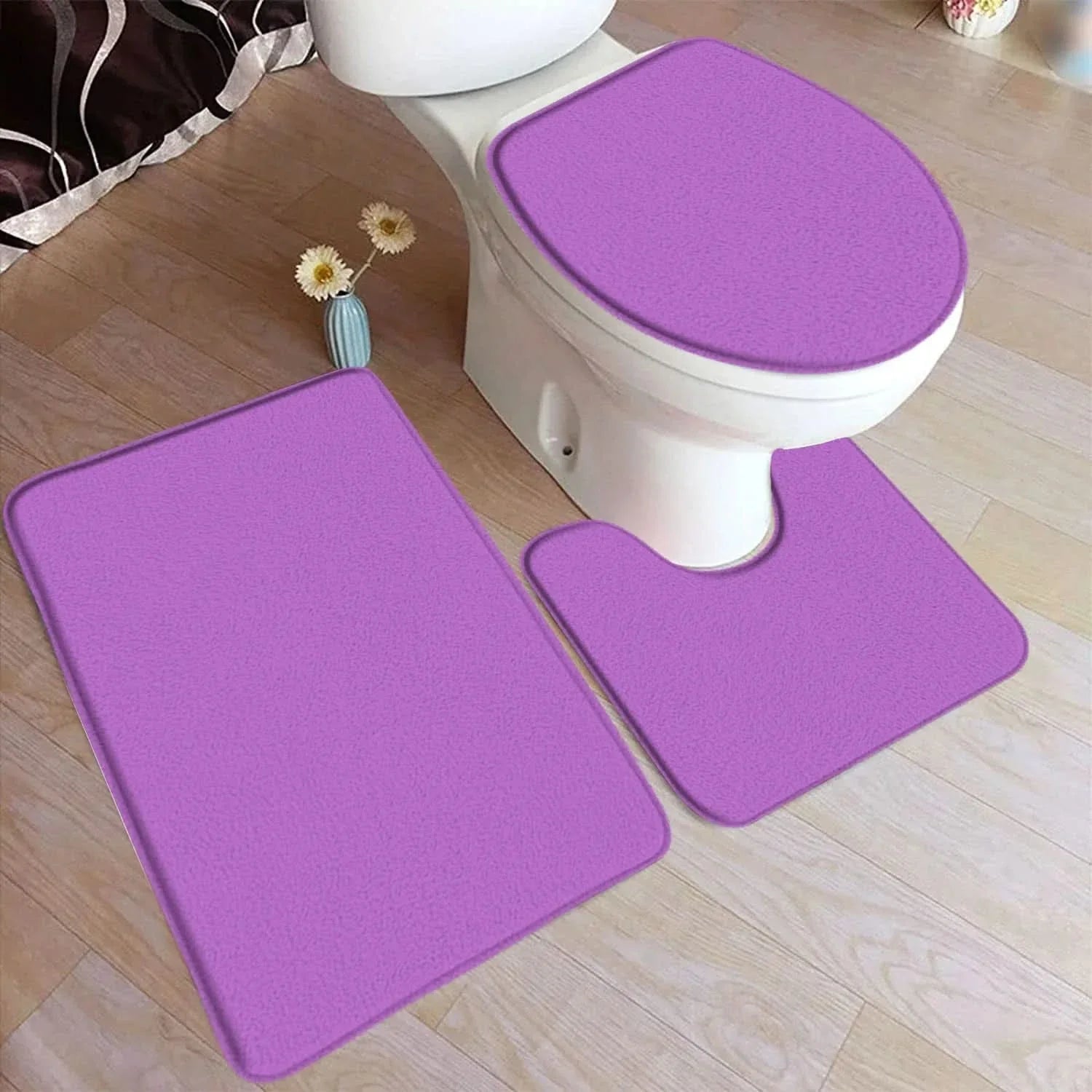 3-Piece Bath Carpet Set with Non-Slip Backing