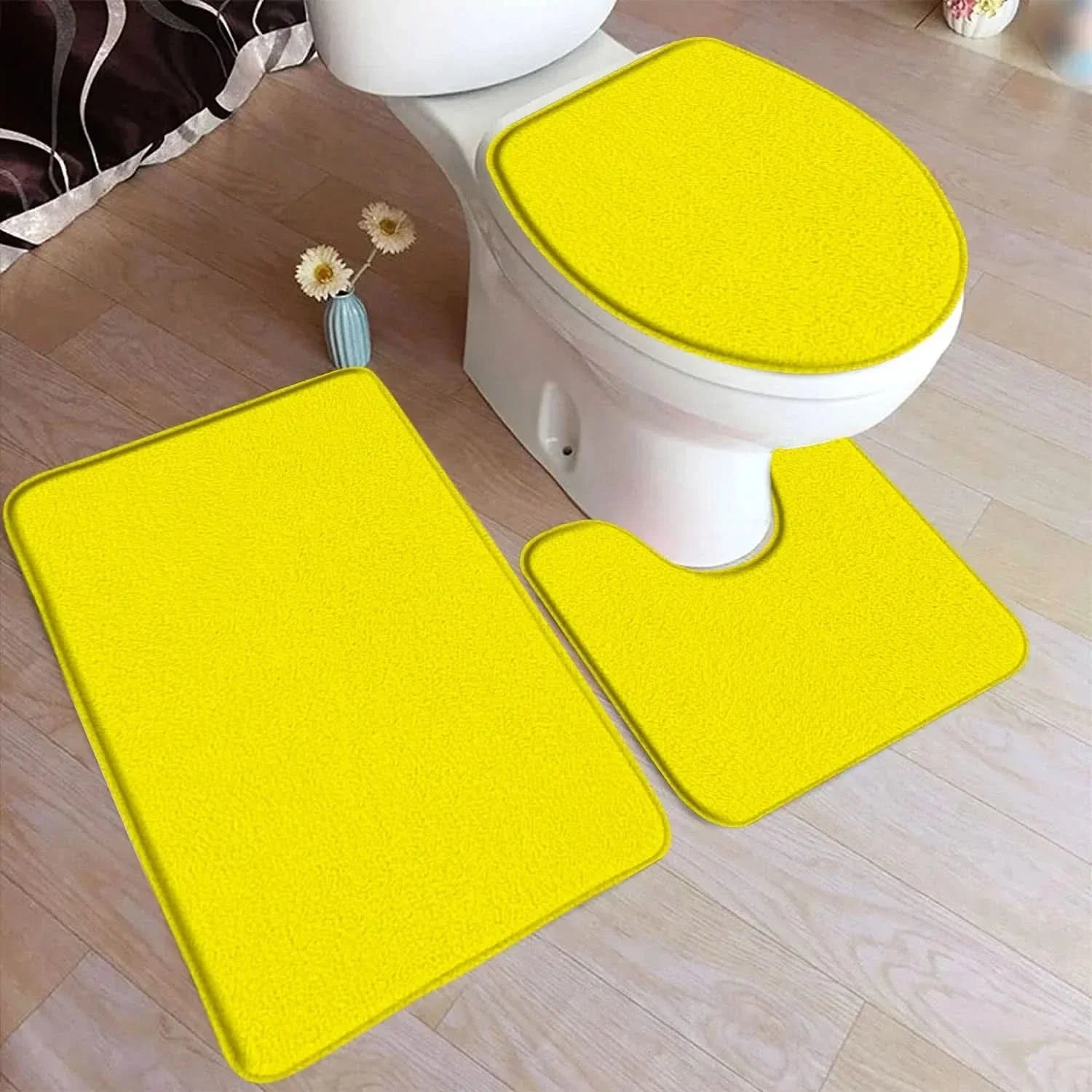 3-Piece Bath Carpet Set with Non-Slip Backing