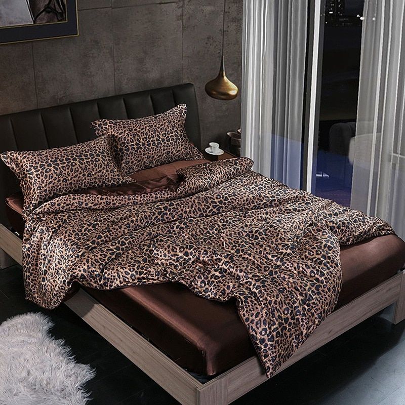 4-Piece Silk Bedding Set Soft Satin Duvet Cover, Fitted Sheet & Pillowcase Set
