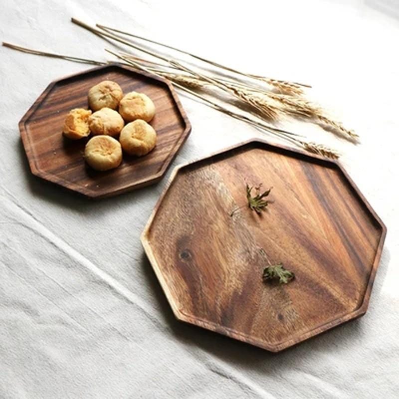 Acacia Wood Serving Plate – 12-Inch Wooden Platter for Appetizers, Salads, and Desserts – Elegant Serving Dish