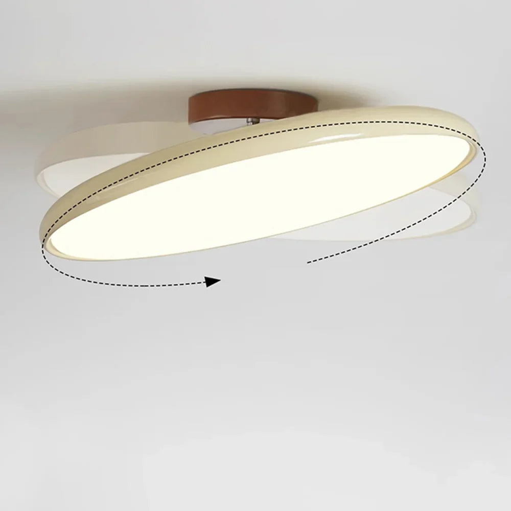 Adjustable Circular LED Ceiling Light with Cream Finish and Acrylic Shade