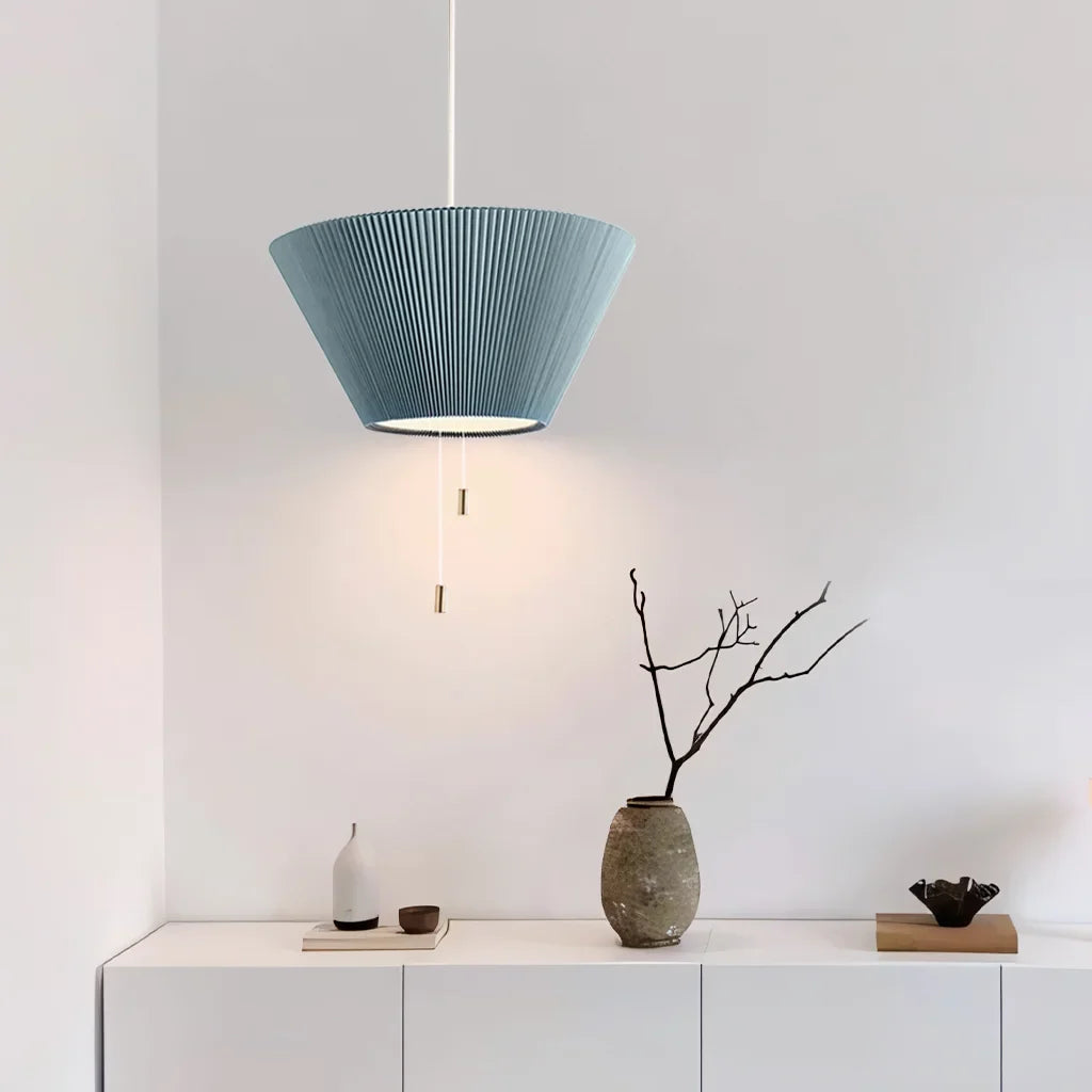 Adjustable Paper Lampshade Pendant Light with Fan-Inspired Design