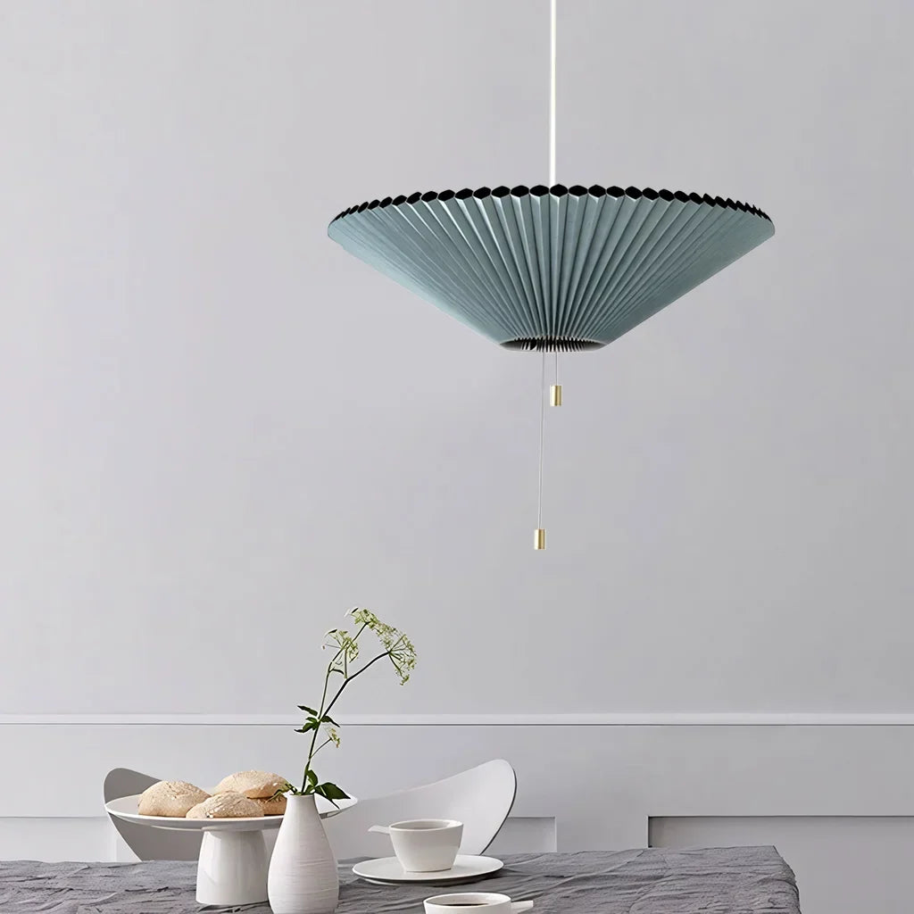 Adjustable Paper Lampshade Pendant Light with Fan-Inspired Design