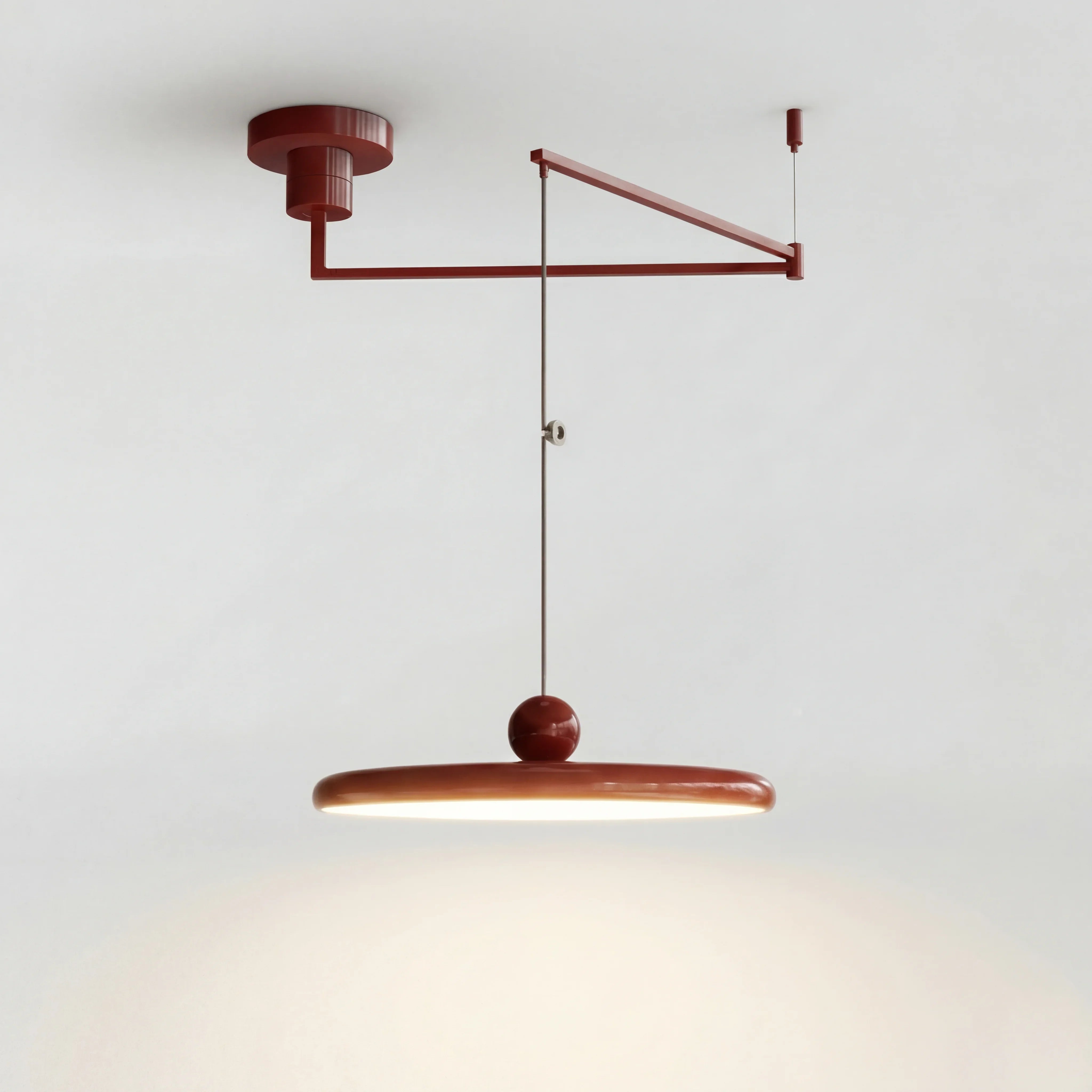 Adjustable Swing Arm Acrylic Disc Pendant Light with Integrated LED