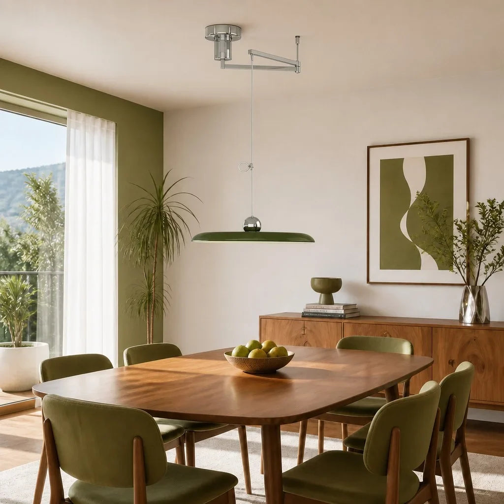 Adjustable Swing Arm Acrylic Disc Pendant Light with Integrated LED