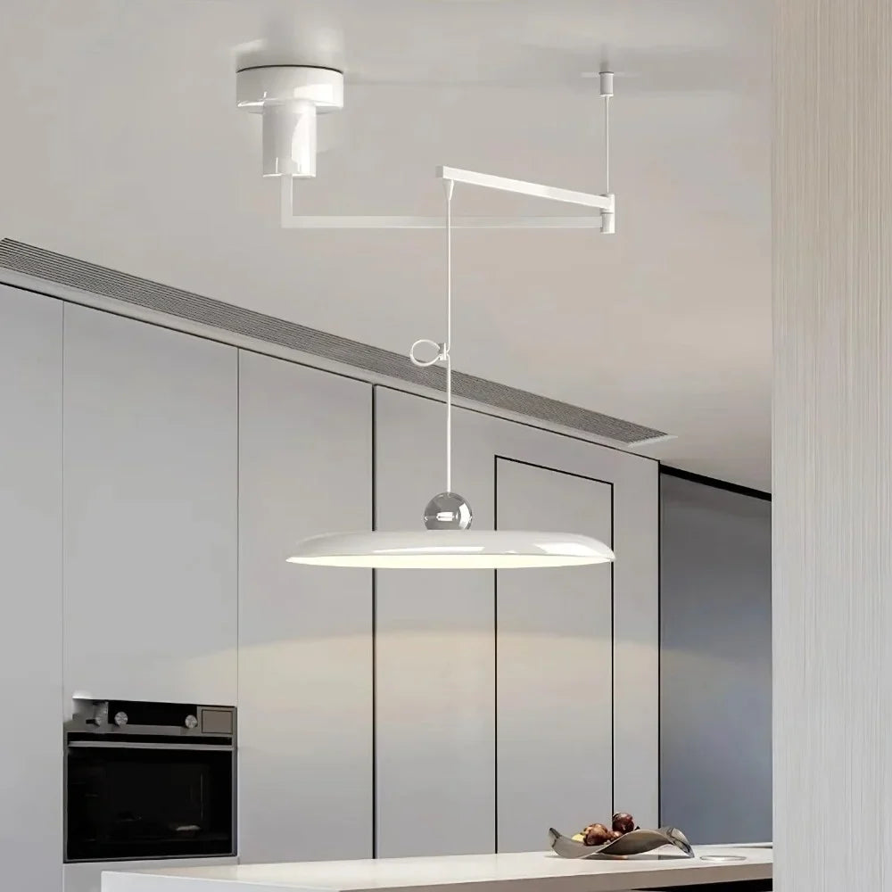 Adjustable Swing Arm Acrylic Disc Pendant Light with Integrated LED