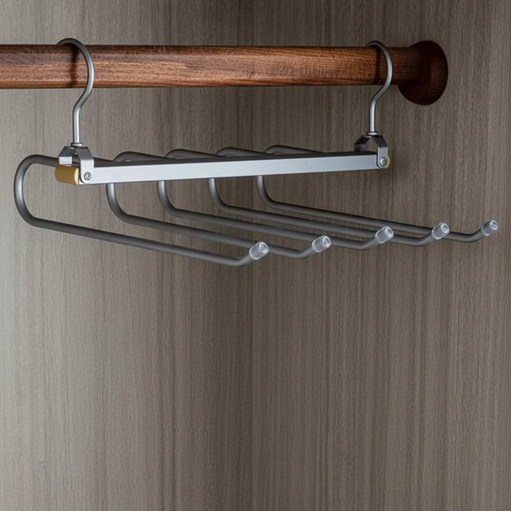 Space-Saving Aluminium Trouser Hanger for Up to 6 Pairs