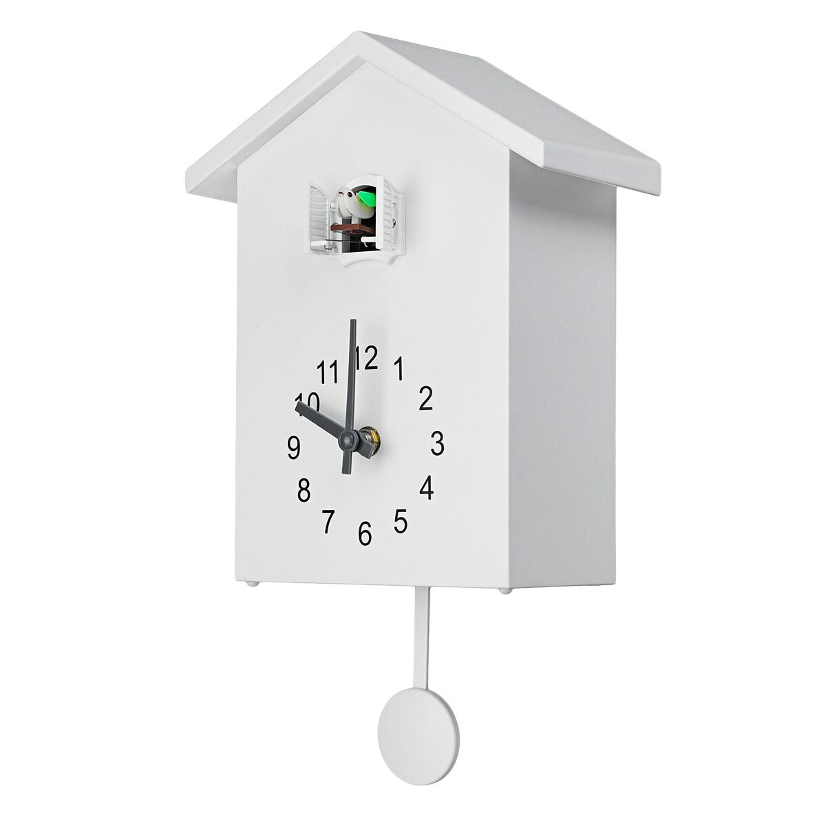 Charming Cuckoo Wall Clock Decor – 20x25 cm Battery Operated Clock in Blue, White, and Green for Cozy Home Design