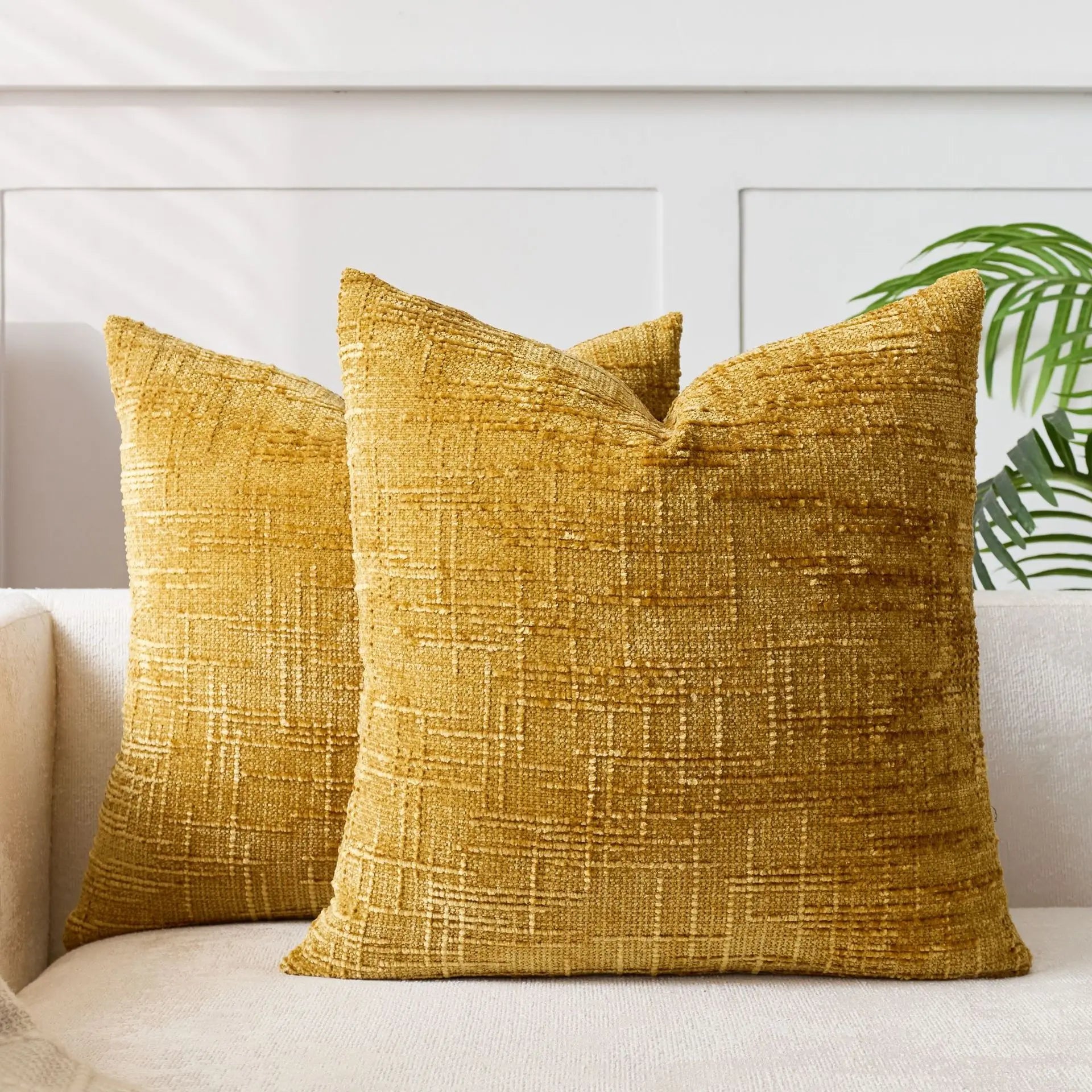 Chenille Decorative Cushion Cover with Bamboo Structure – Solid Color for Couch and Bedroom