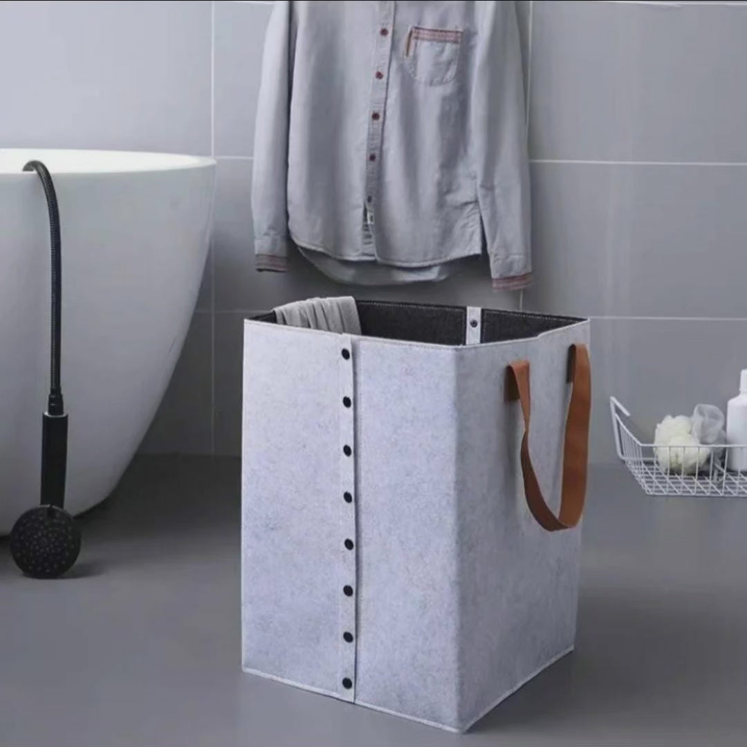 Collapsible Leather Laundry Basket