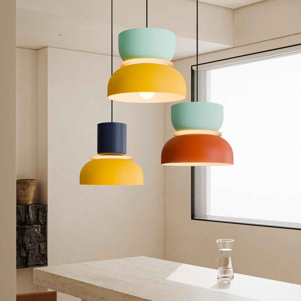 Color Block Nordic Pendant Light – Modern Glass Ceiling Fixture for Kitchen and Dining Areas