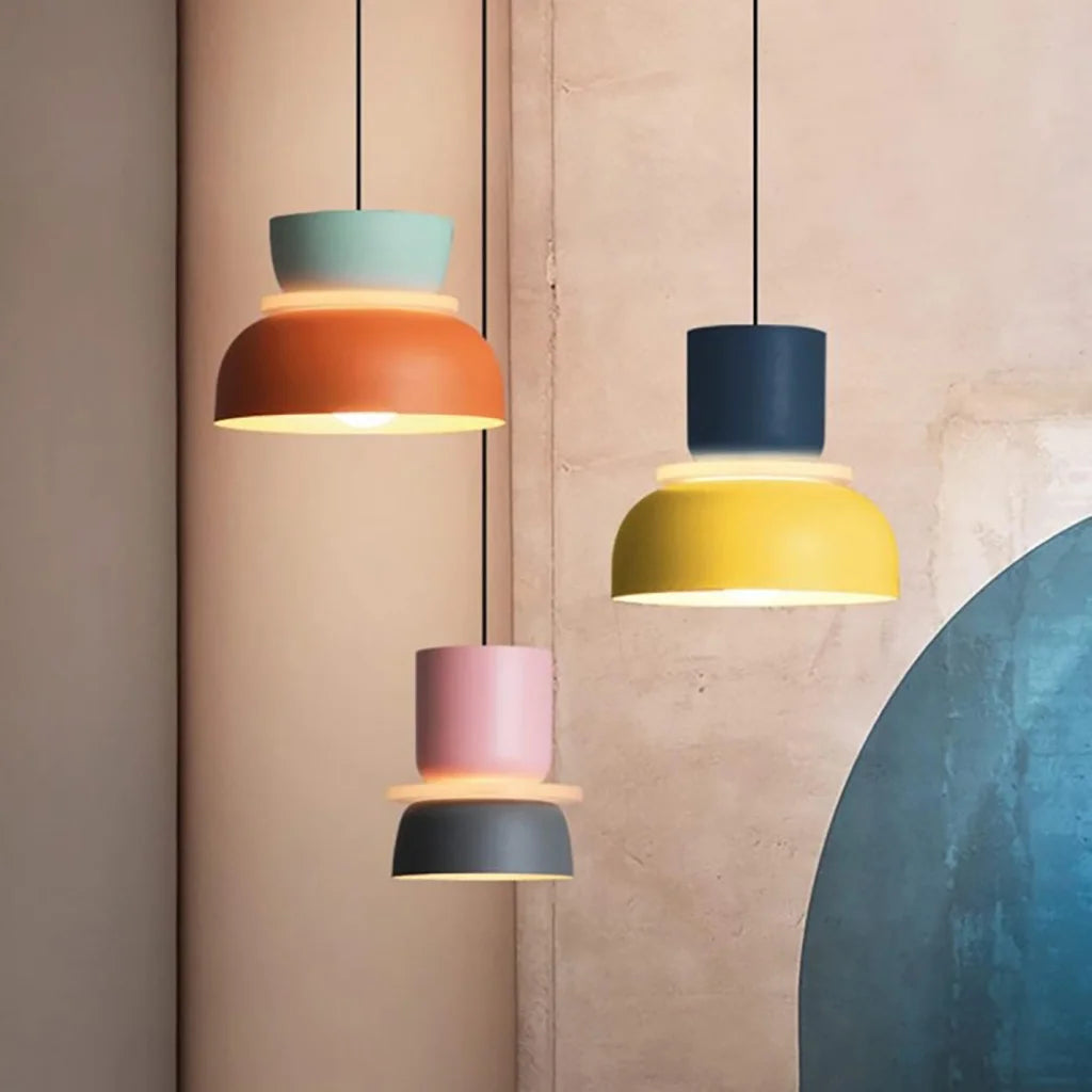 Color Block Nordic Pendant Light – Modern Glass Ceiling Fixture for Kitchen and Dining Areas