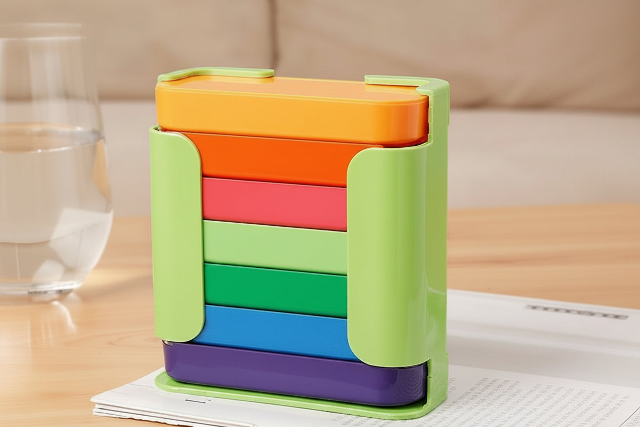 7-Day Pill Organiser with Colour-Coded Daily Compartments
