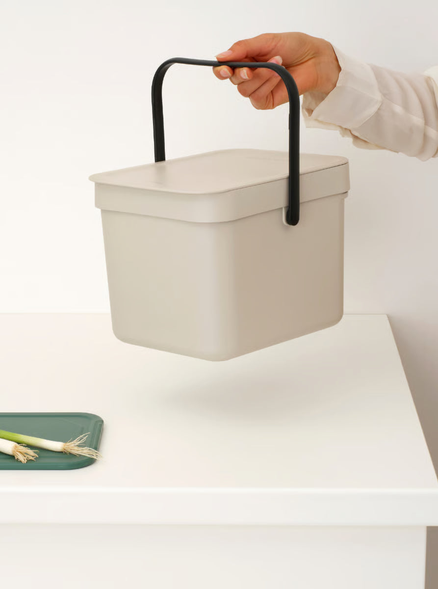 Compact 6L Kitchen Waste Bin with Stay-Open Lid