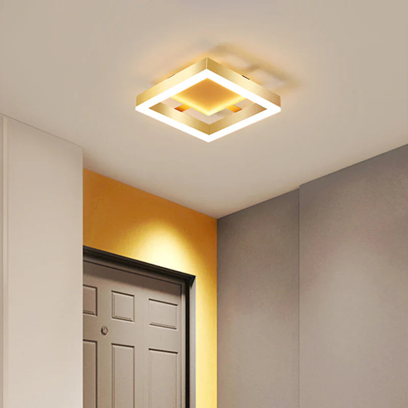 Contemporary Gold LED Flush Mount Ceiling Light Fixture – Energy-Efficient Design for Living Room, Bedroom, Hallway