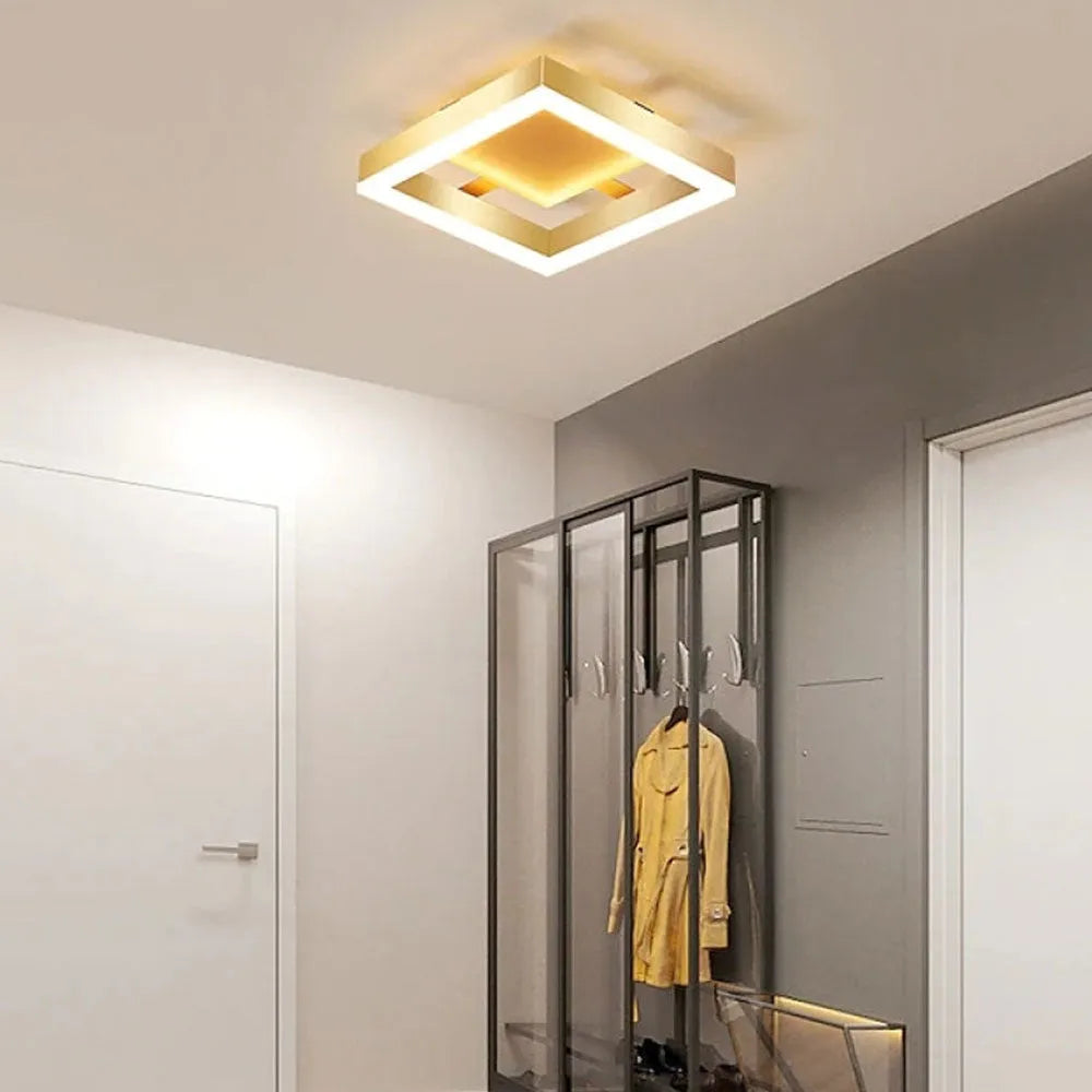 Contemporary Gold LED Flush Mount Ceiling Light Fixture – Energy-Efficient Design for Living Room, Bedroom, Hallway