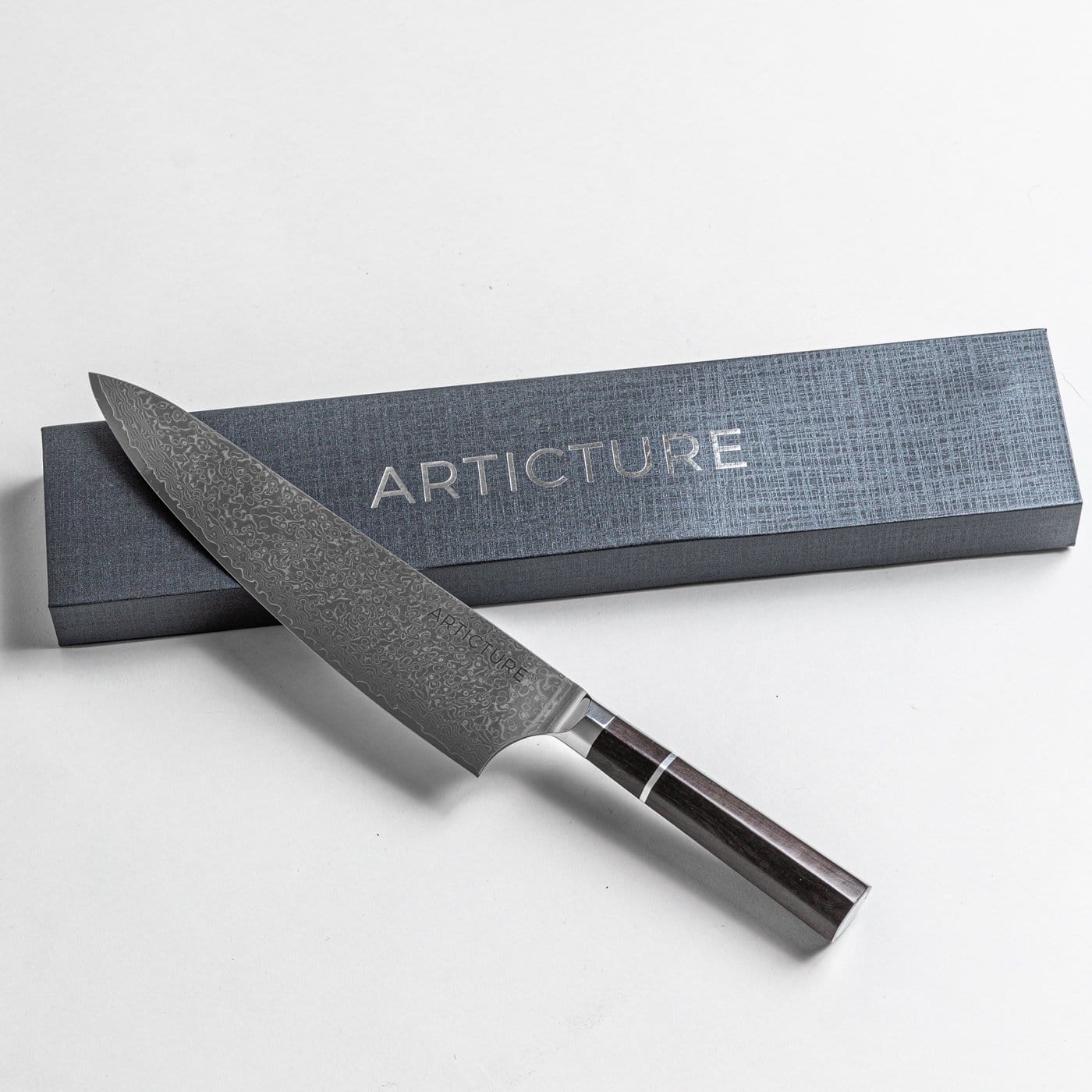 Damascus Steel Chef Knife with VG-10 Blade and Ebony Wood Handle – Japanese Kitchen Knife for Precision Cutting