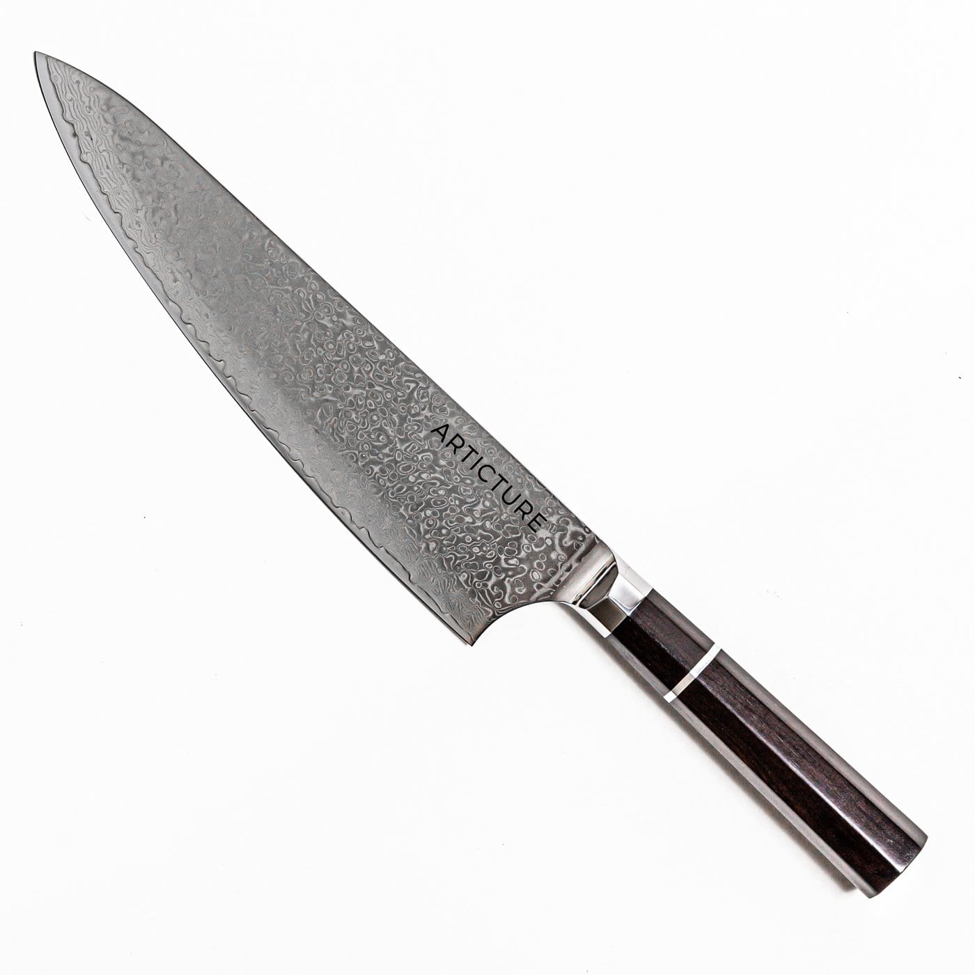 Damascus Steel Chef Knife with VG-10 Blade and Ebony Wood Handle – Japanese Kitchen Knife for Precision Cutting