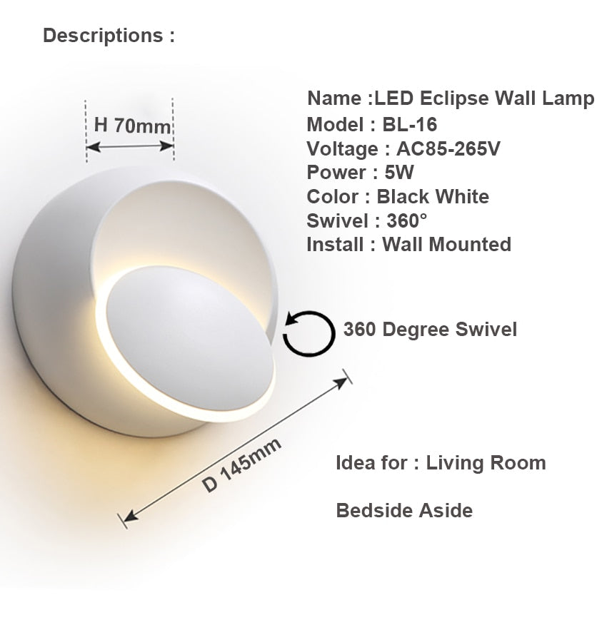 Dimmable Adjustable LED Wall Light with Directional Head