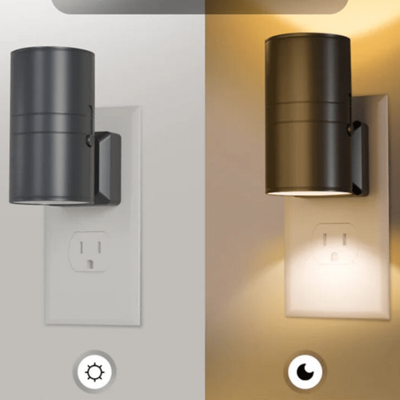 Dimmable LED Plug In Wall Lamp with Automatic Light Sensor – Modern Industrial Design for Home Illumination
