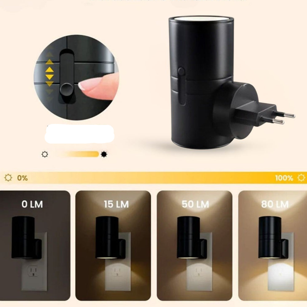 Dimmable LED Plug In Wall Lamp with Automatic Light Sensor – Modern Industrial Design for Home Illumination