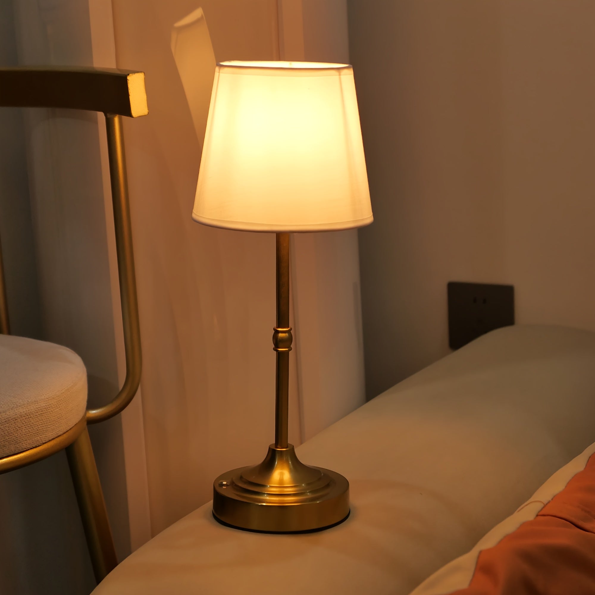 Dimmable Cordless Table Lamp with USB Rechargeable Battery | Brushed Metal LED Bedside Light