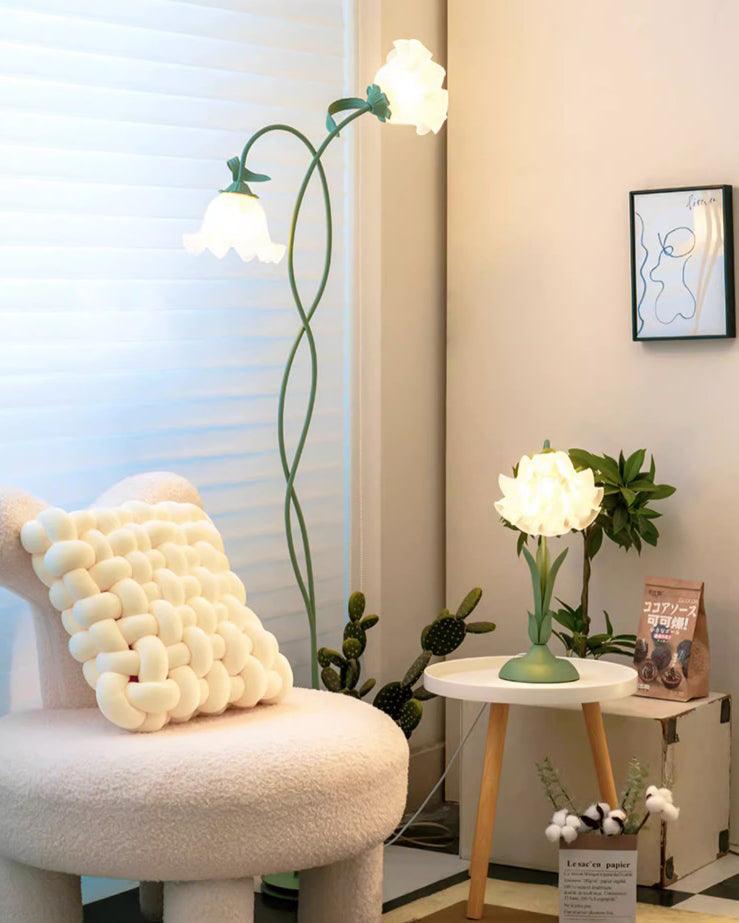 Elegant Modern Floor Lamp with Green Matte Finish and White Acrylic Shade for Living Room