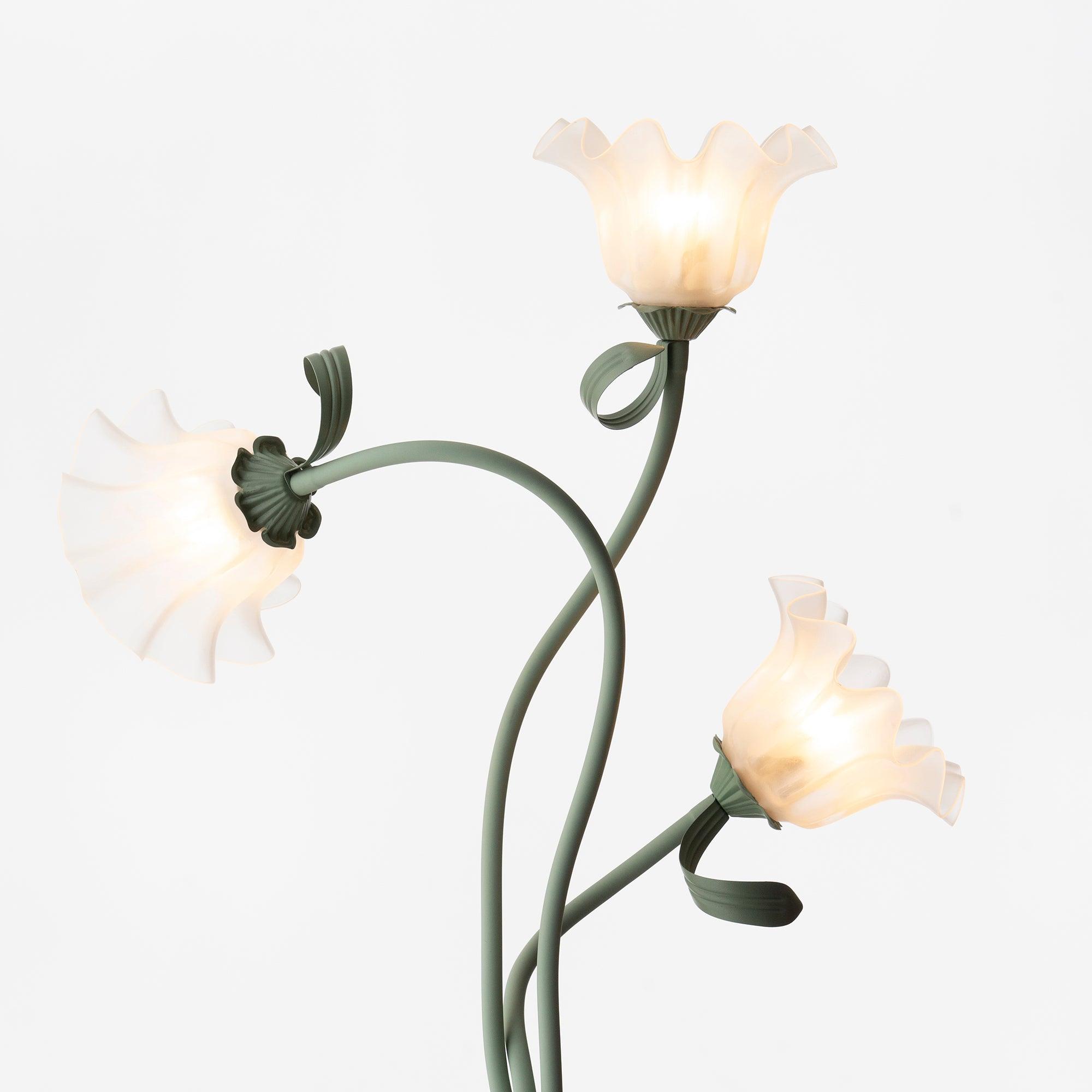 Elegant Modern Floor Lamp with Green Matte Finish and White Acrylic Shade for Living Room