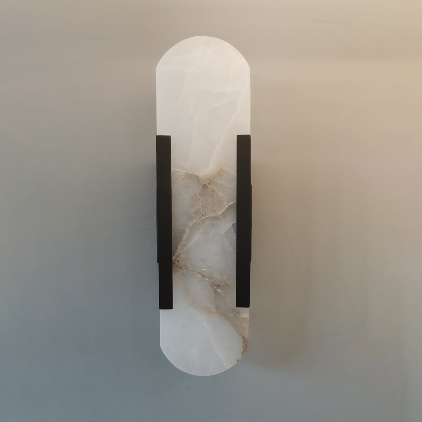 Elegant Oval Marble Wall Sconce Lighting with Adjustable LED – Durable Wall Lamp for Home Decor