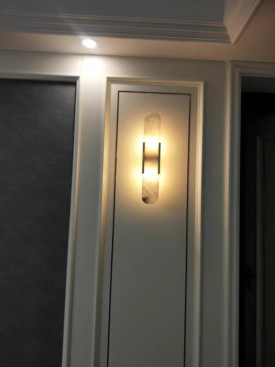 Elegant Oval Marble Wall Sconce Lighting with Adjustable LED – Durable Wall Lamp for Home Decor