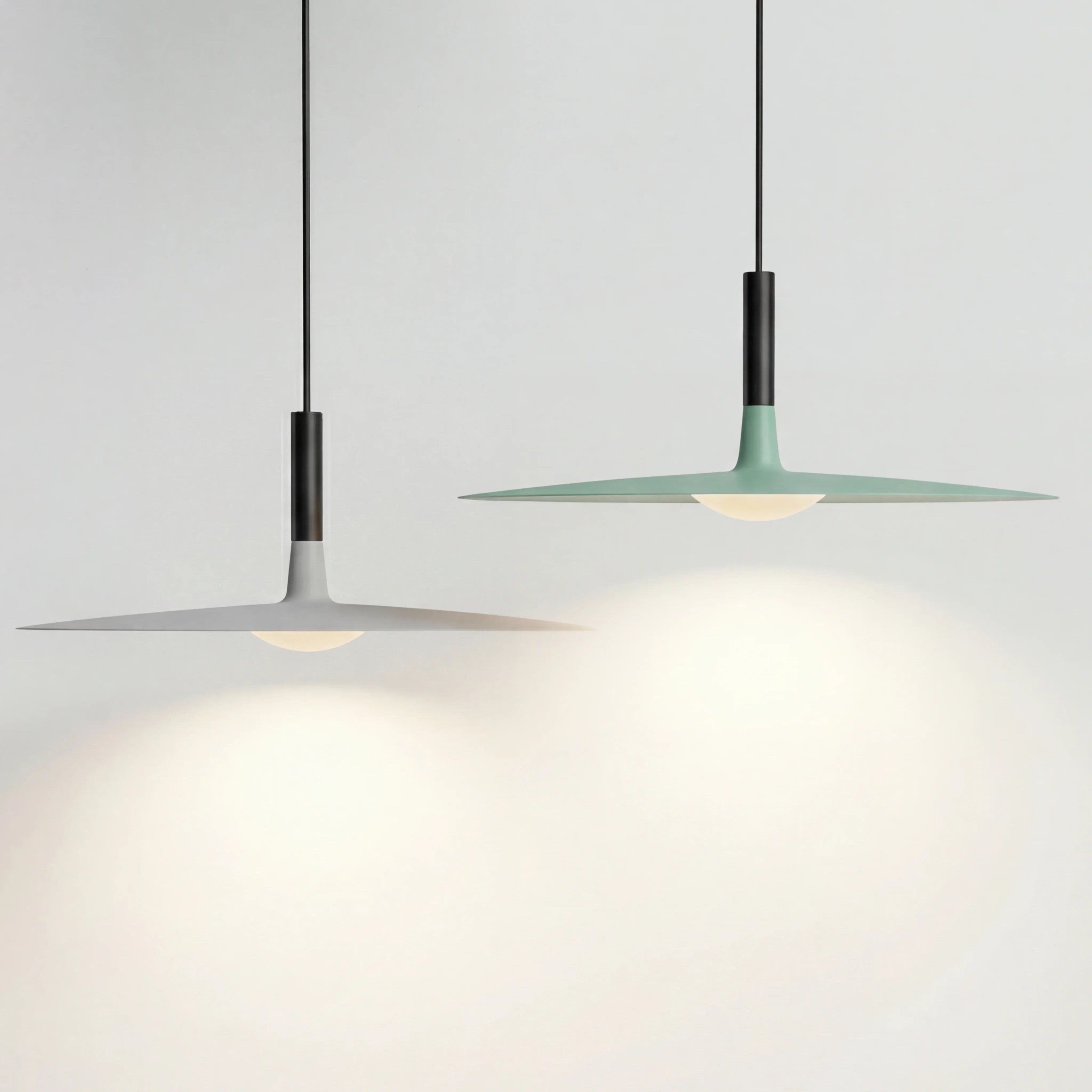 Flat LED Pendant Light with Wide Aluminum Shade