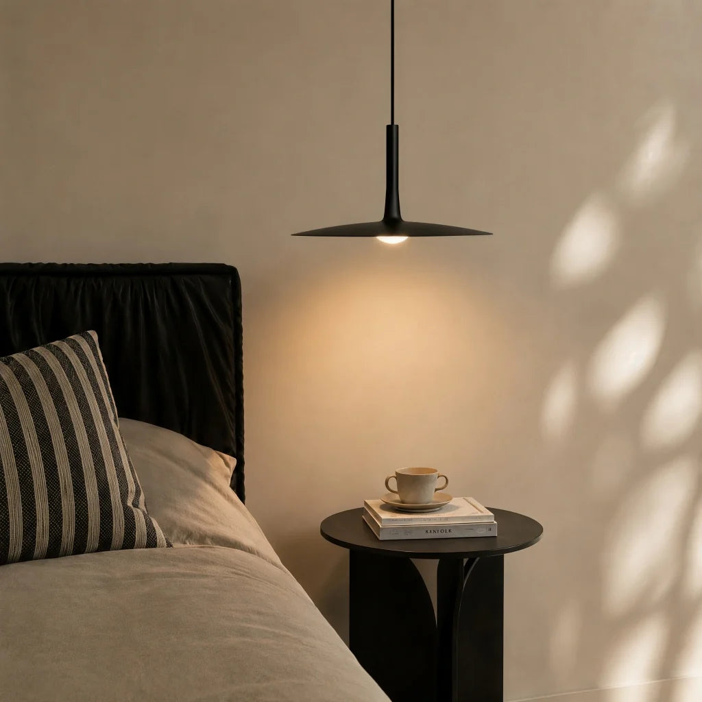 Flat LED Pendant Light with Wide Aluminum Shade