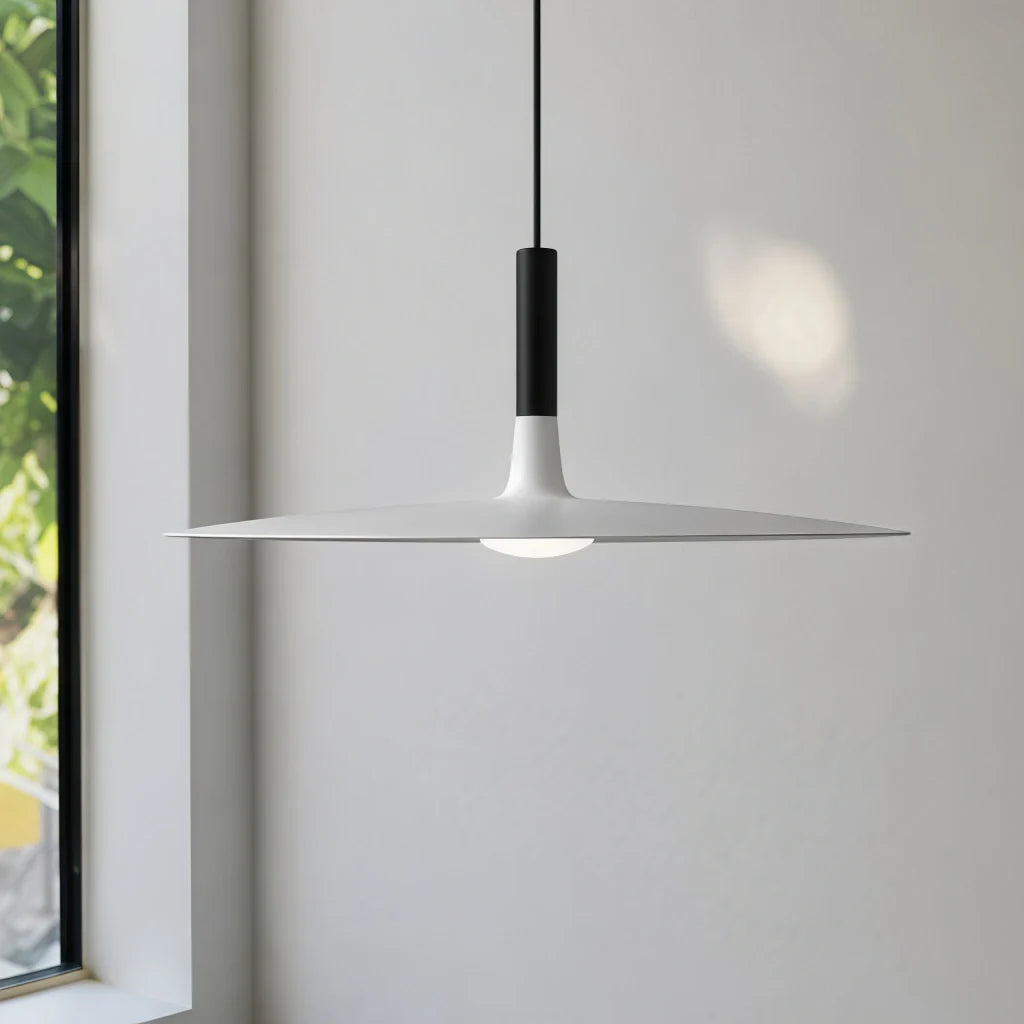 Flat LED Pendant Light with Wide Aluminum Shade