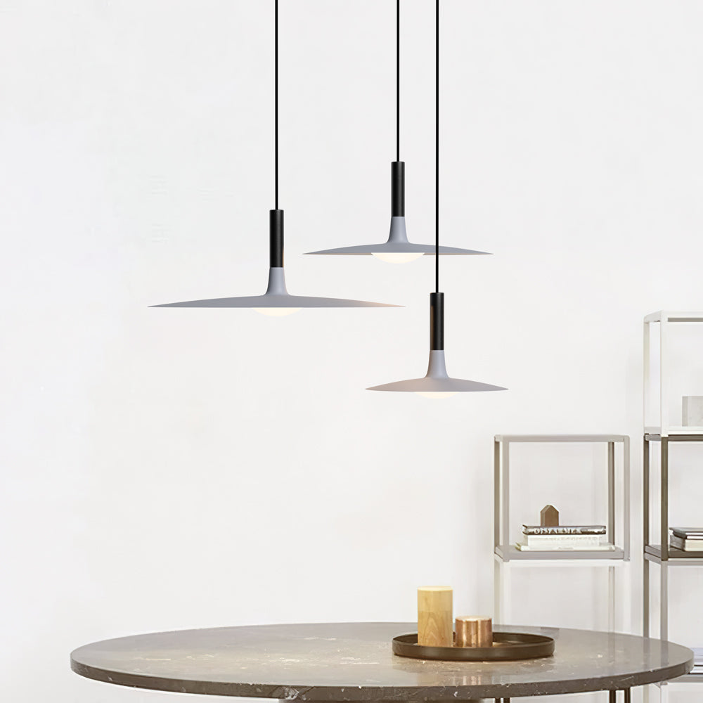 Flat LED Pendant Light with Wide Aluminum Shade