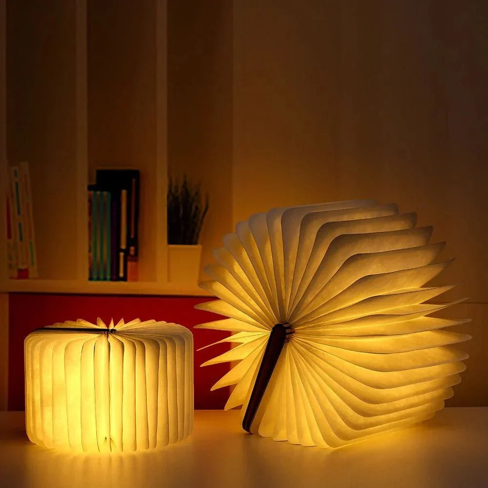 Foldable Rechargeable Table Lamp 360° Portable Wooden Book Light