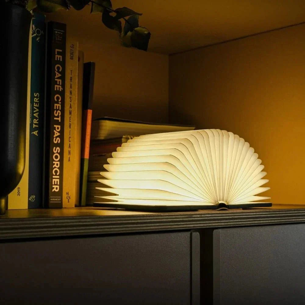Foldable Rechargeable Table Lamp 360° Portable Wooden Book Light