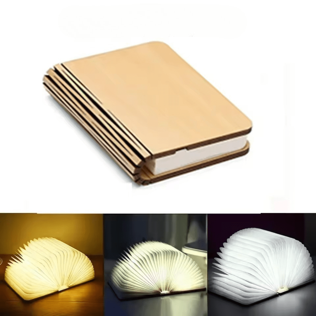 Foldable Rechargeable Table Lamp 360° Portable Wooden Book Light