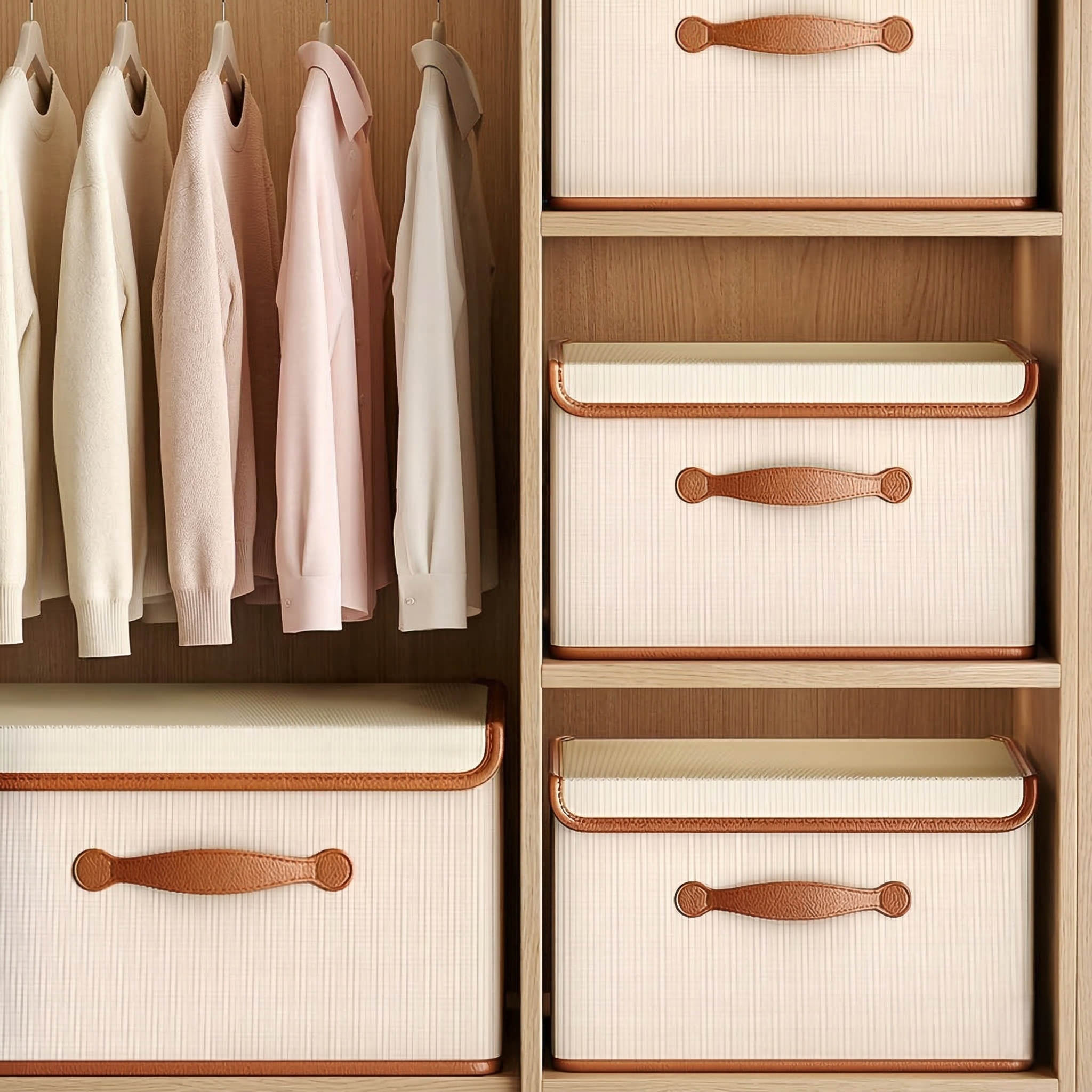 Foldable Storage Box with Lid – Textile Organizer with Handles for Clothes and Household Items