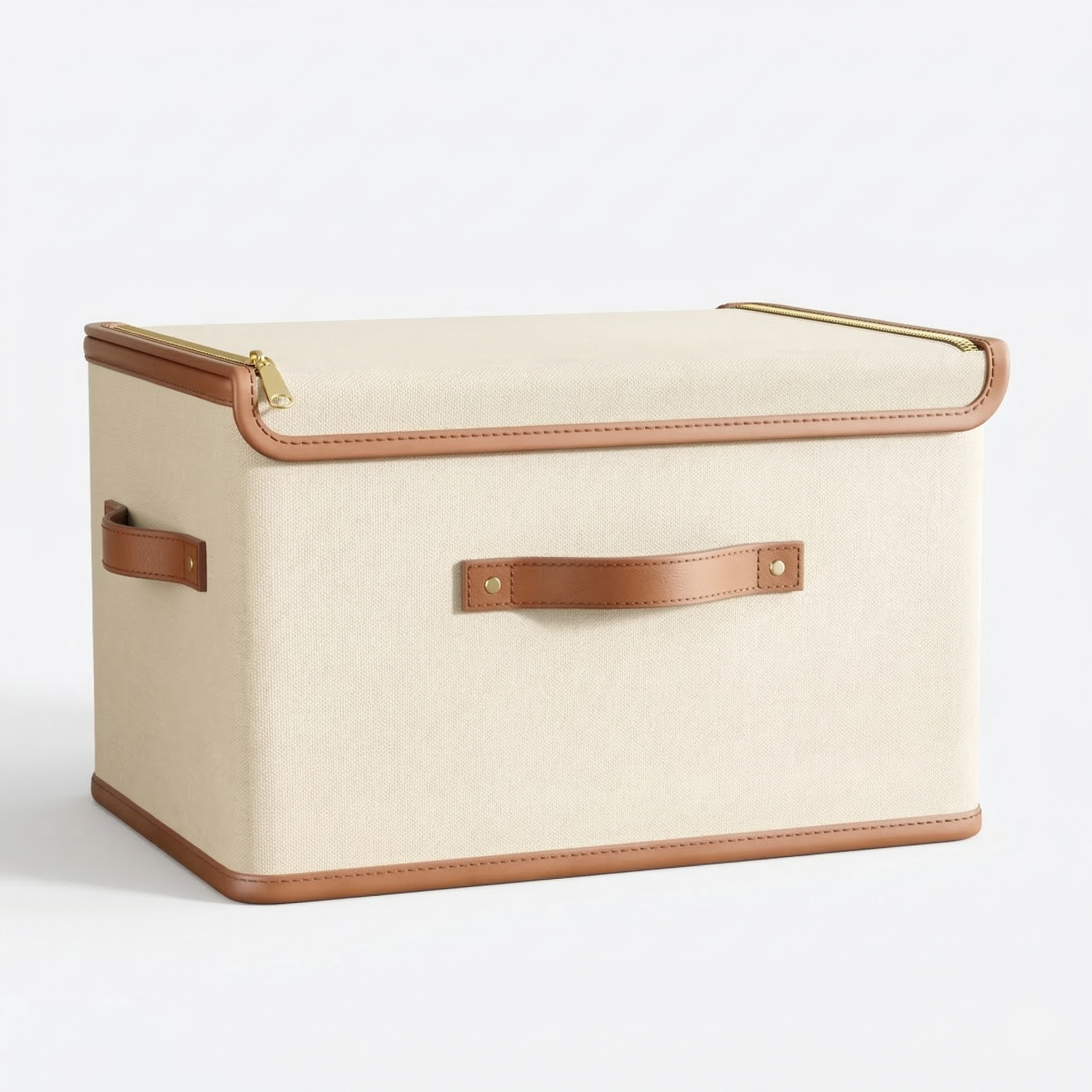 Foldable Storage Box with Lid – Textile Organizer with Handles for Clothes and Household Items