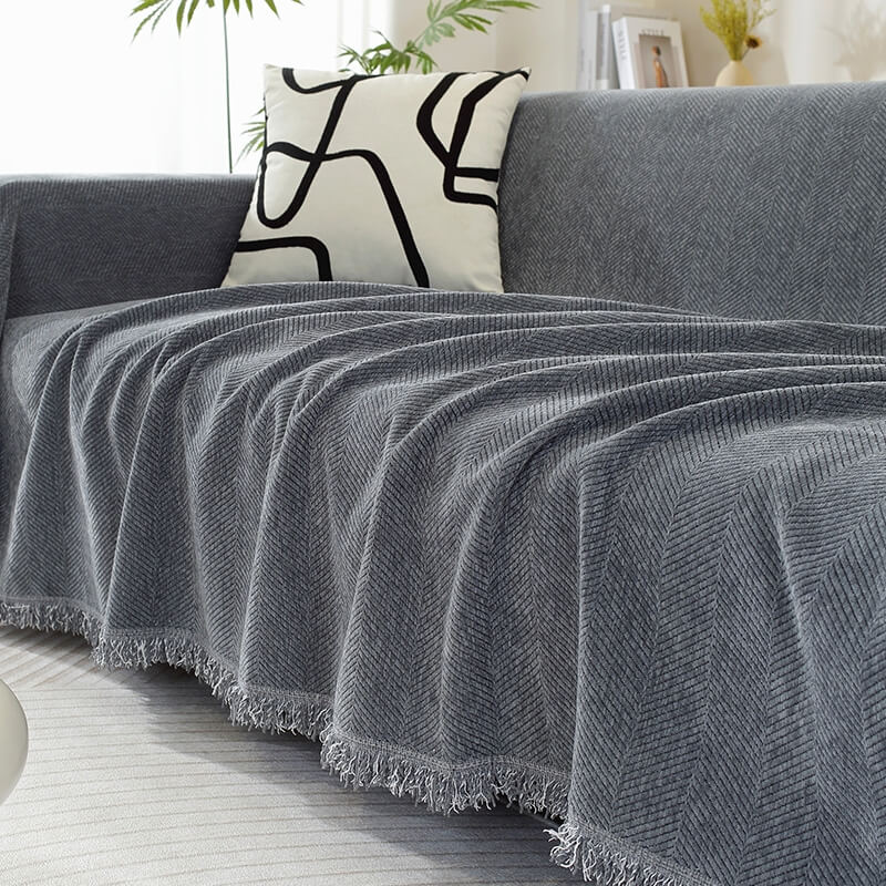Fringed Machine-Washable Sofa Cover