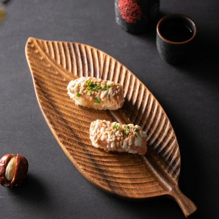 Handcrafted Wooden Serving Plate - Unique Black Walnut Leaf Platter for Elegant Dining and Decor