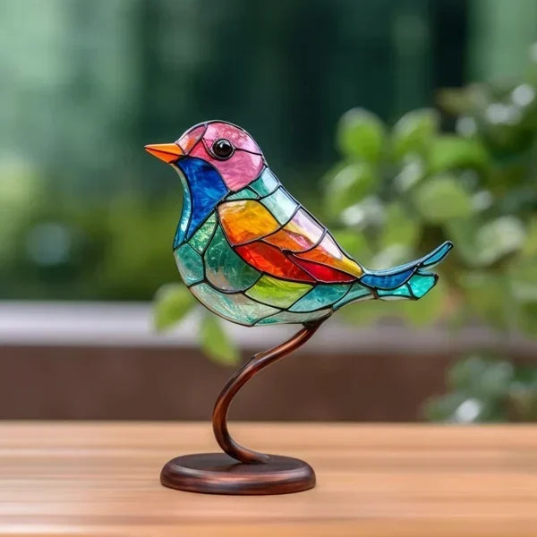 Handmade Acrylic Bird Statue – Colorful Art Decoration for Home Decor and Gift