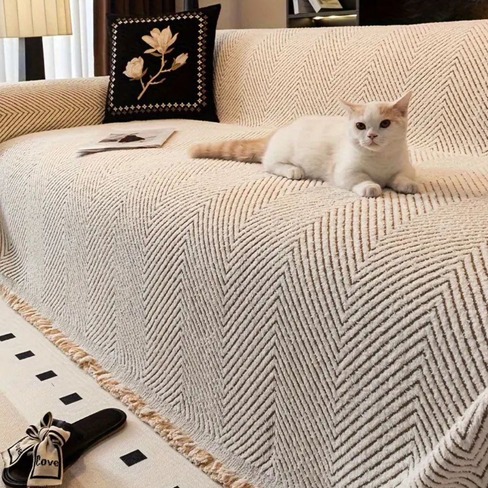 Herringbone Microfibre Sofa Cover