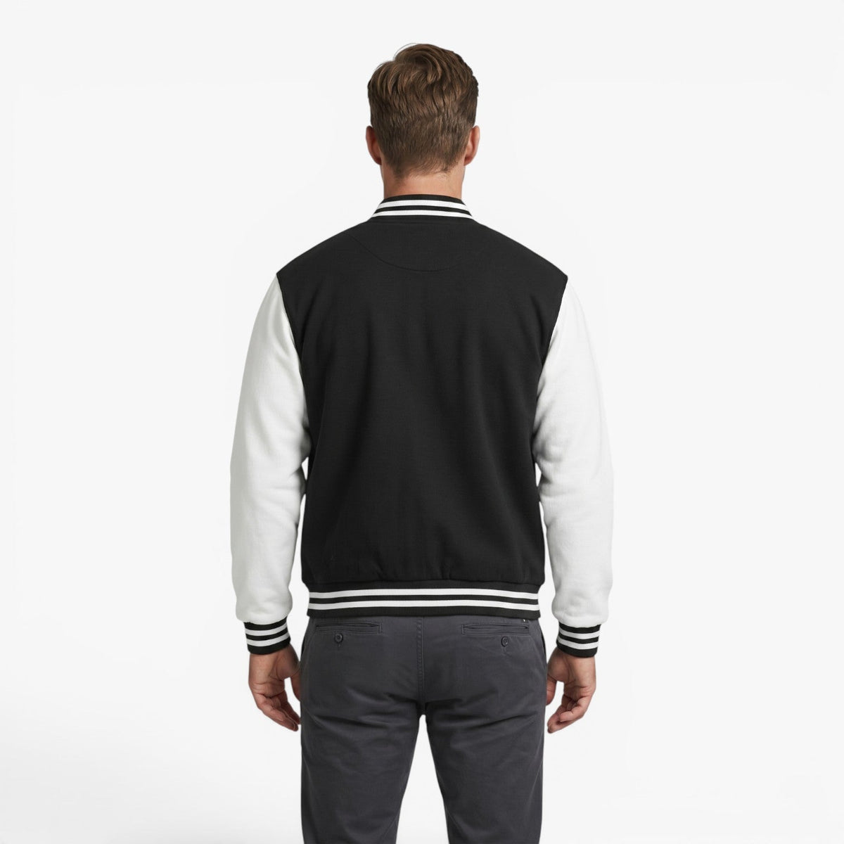 Men’s Varsity Bomber Jacket with Contrast Sleeves