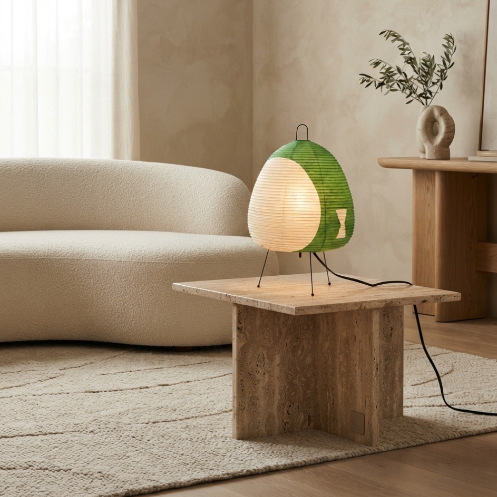 Japanese Wabi-Sabi Rice Paper Table and Floor Lamp