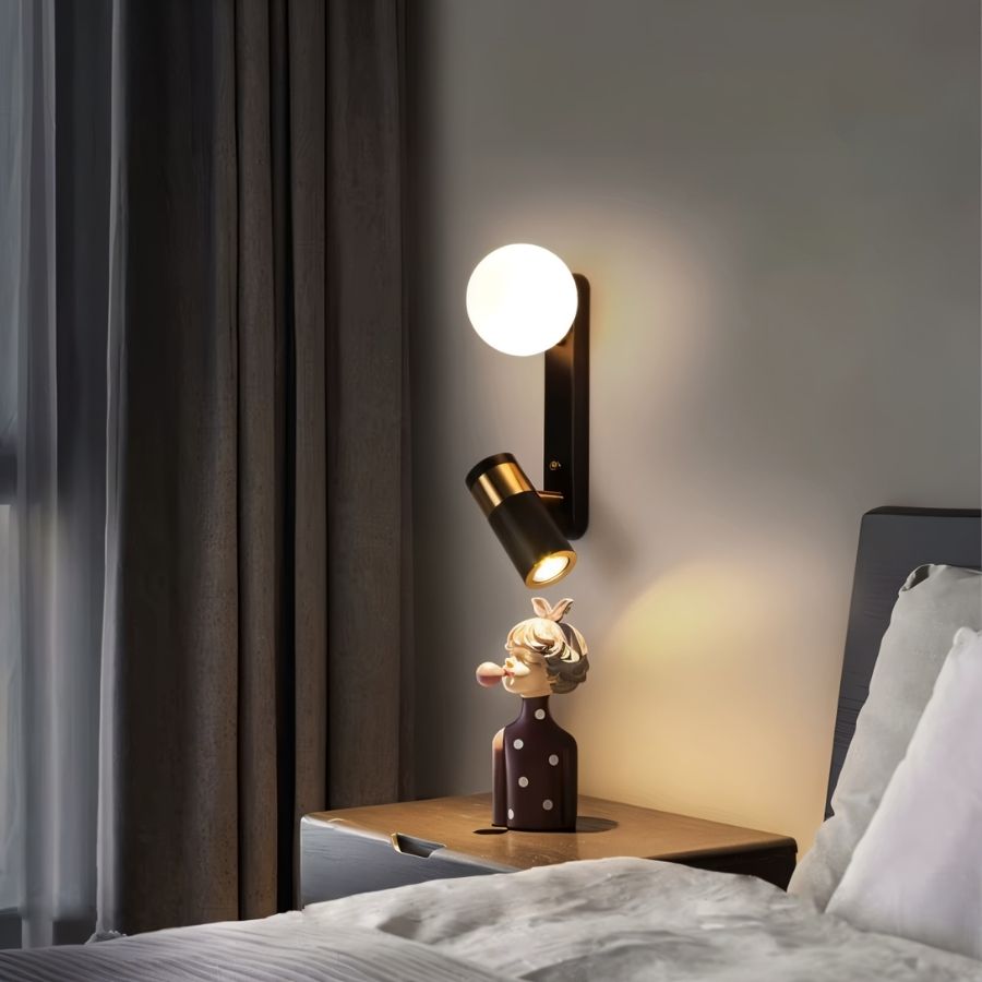 LED Wall Light with Globe Shade and Adjustable Reading Lamp