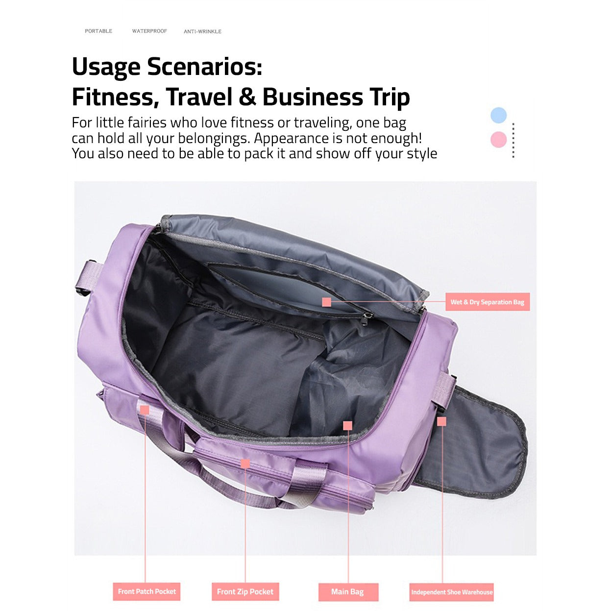 Lightweight Waterproof Multi-Pocket Travel Bag
