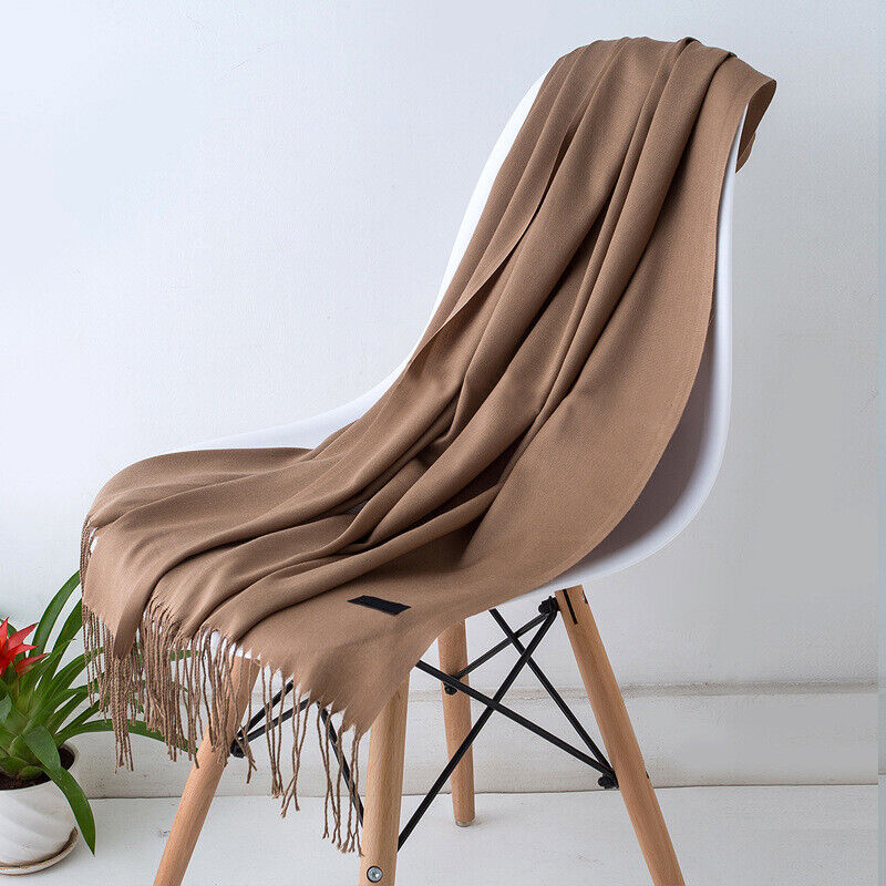 Long Cashmere Scarf Soft Tassel Winter Wrap for Women