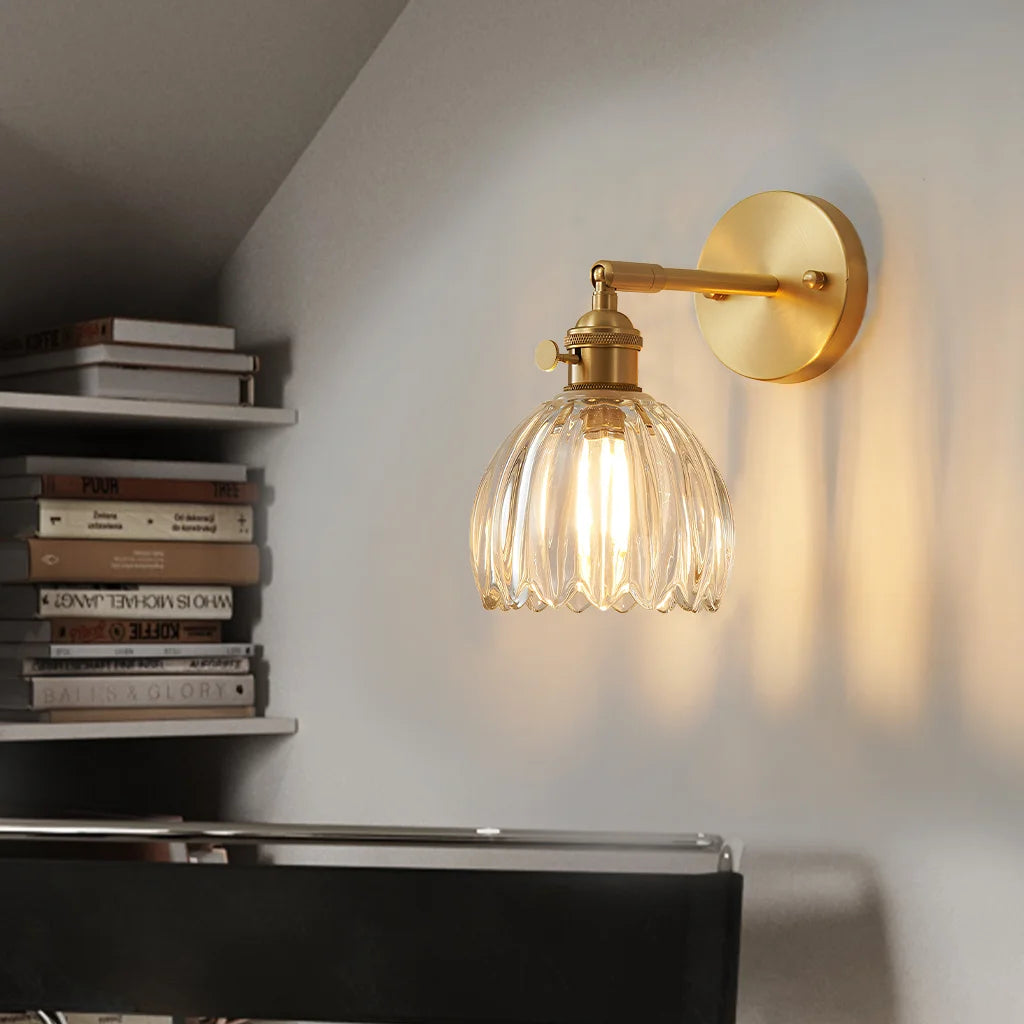 Lotus Glass Wall Light – Contemporary Sconce with Brushed Nickel Finish for Elegant Home Decor